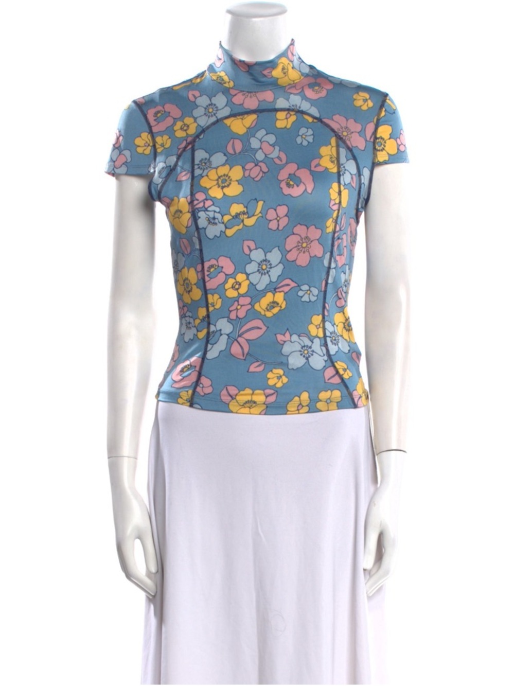 Eckhaus Latta Floral Sport Top in Light Blue - Picture 5 of 5